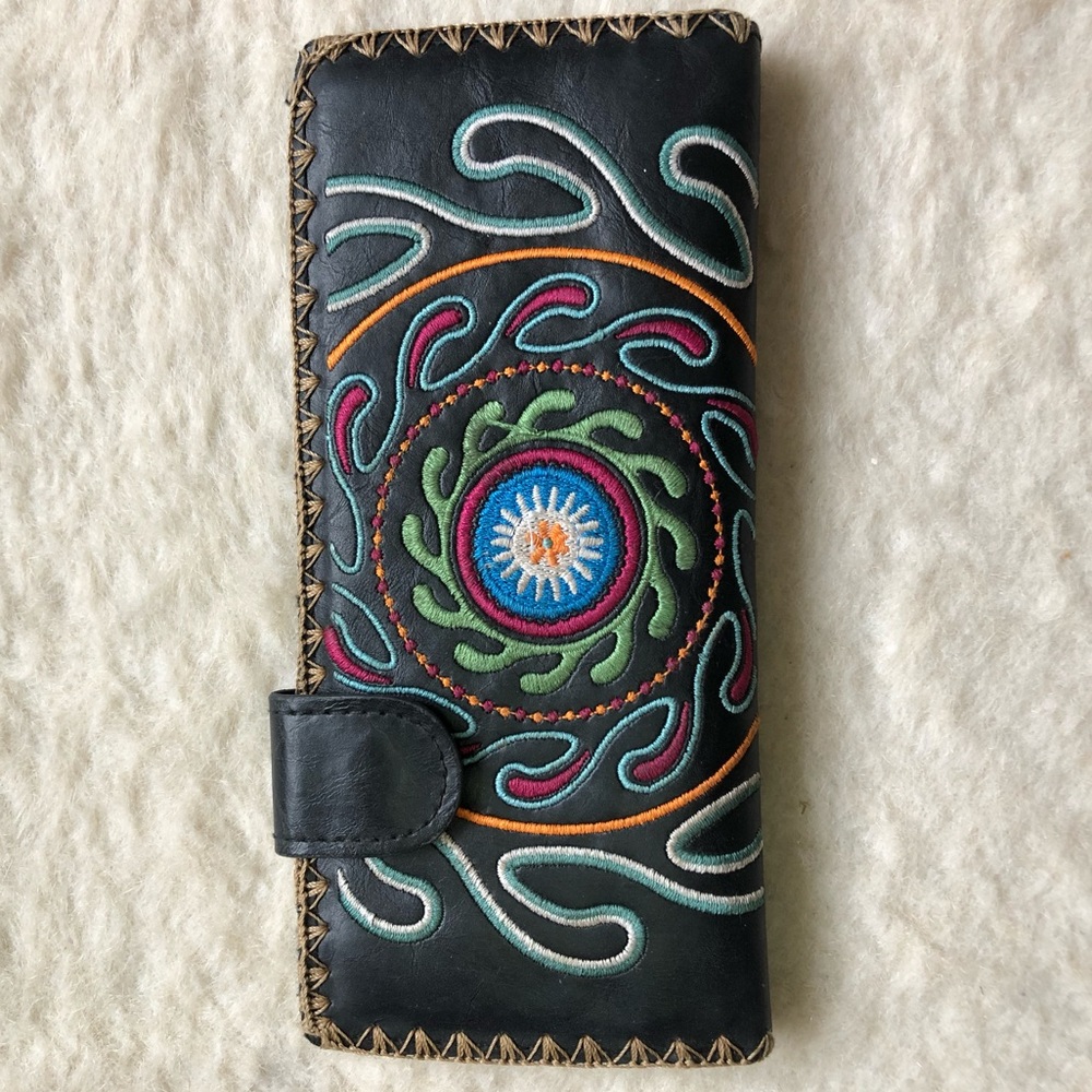 Embroidered Bohemian Leather Wallet
